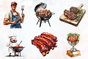 Barbecue Watercolor Cliparts, a Food Illustration by RobertsArt (Thumbnail 4 of 7)