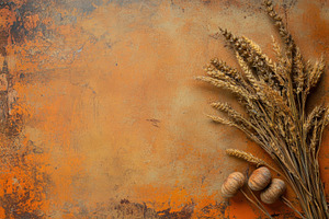 Dried wheat stalks and seed pods on, a Photo by Pixeness Studio