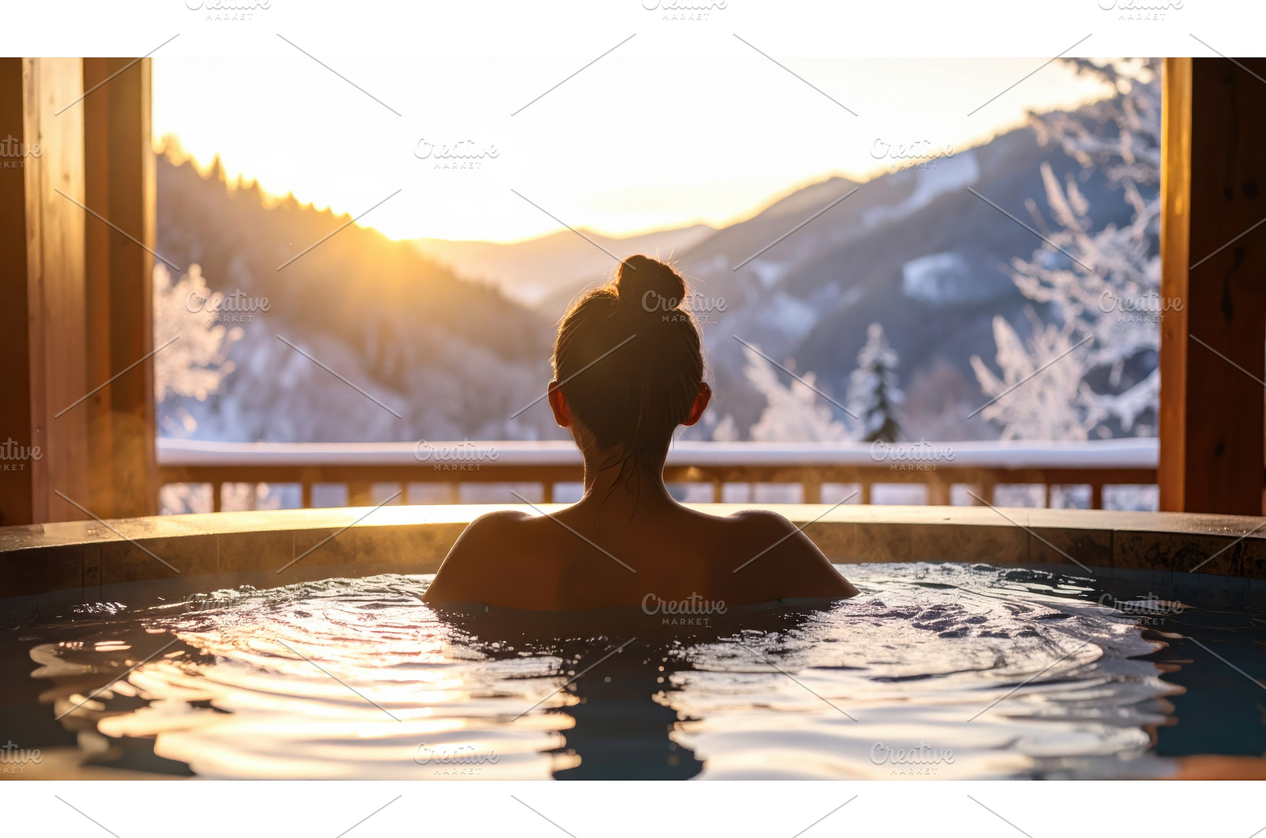 Woman enjoying a hot spring with, a Nature Photo by Igor Tichonow