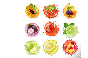 Fresh fruit juice splashing together