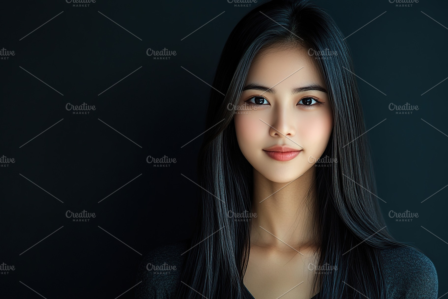 Portrait of charming woman with silky long straight hair, a Person Photo by AlyaAnd