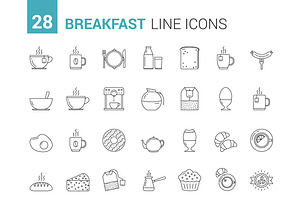 Breakfast Line Icons