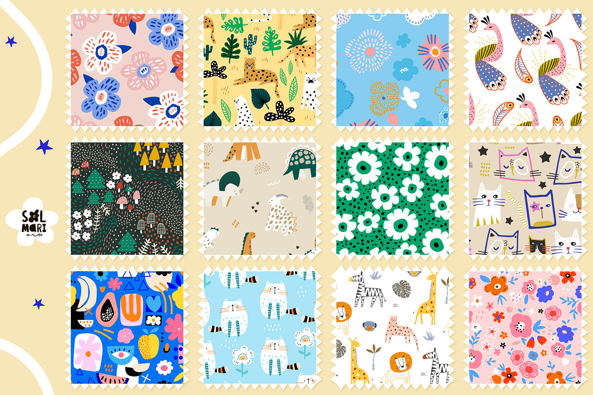 CHILDISH PATTERNS PACK vol.8, a Pattern Graphic by solmariart