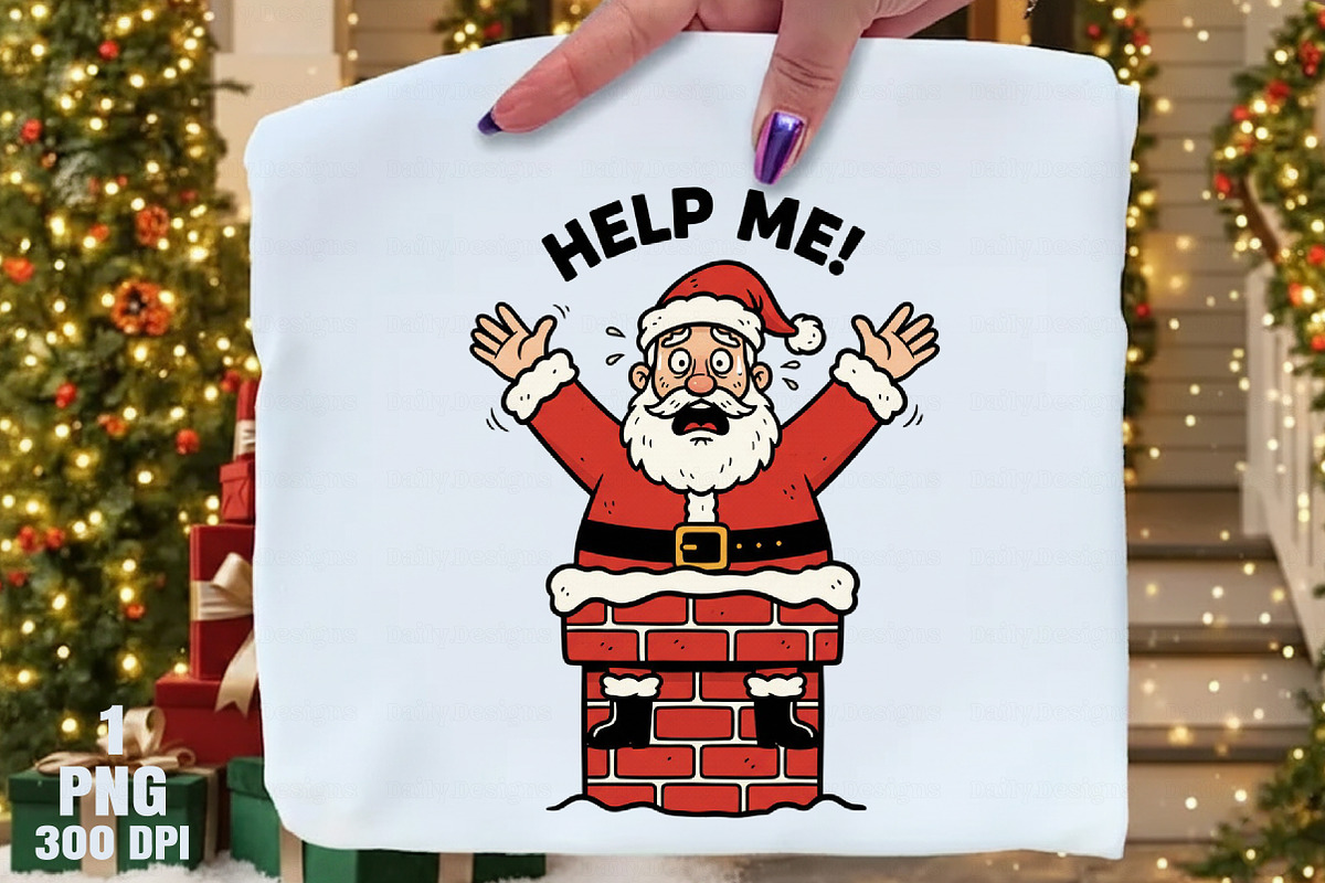 Funny Santa Stuck in Chimney Christm, an Illustration by Daily.Designs (Photo 10 of 10)