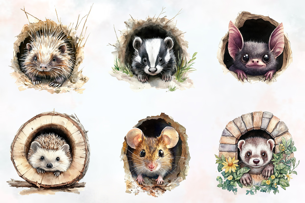 Funny Animals in Hole Clipart, an Illustration by RobertsArt (Photo 6 of 7)