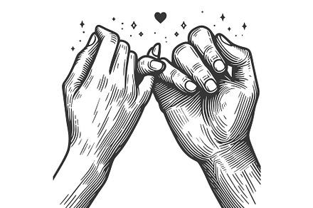 Couple in love hold hands Retro Art, a Person Illustration by AlexArt