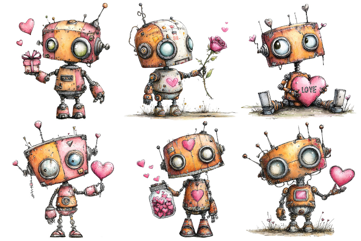 Robot Digital Valentine's Day, an Illustration by Pixels.Craft (Photo 2 of 5)