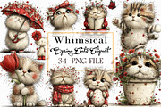 Whimsical Spring Cats Clipart, an Illustration by Libby Wishes (Thumbnail 1 of 7)