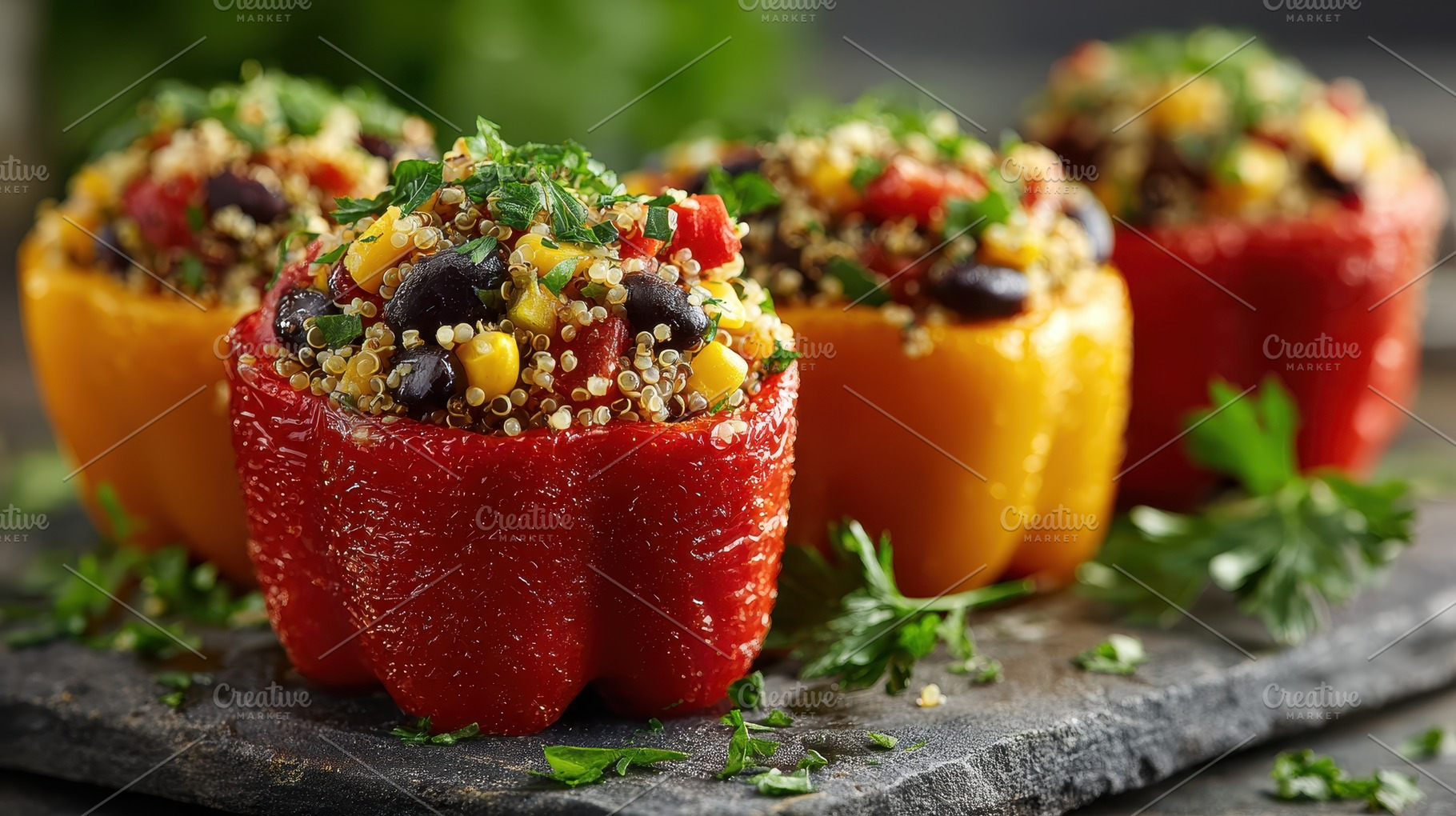 Quinoa Stuffed Bell Peppers Deliciou, a Photo by Pixeness Studio