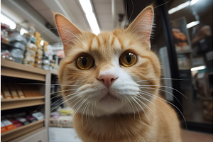 Cat Red Selfie Supermarket. Generate