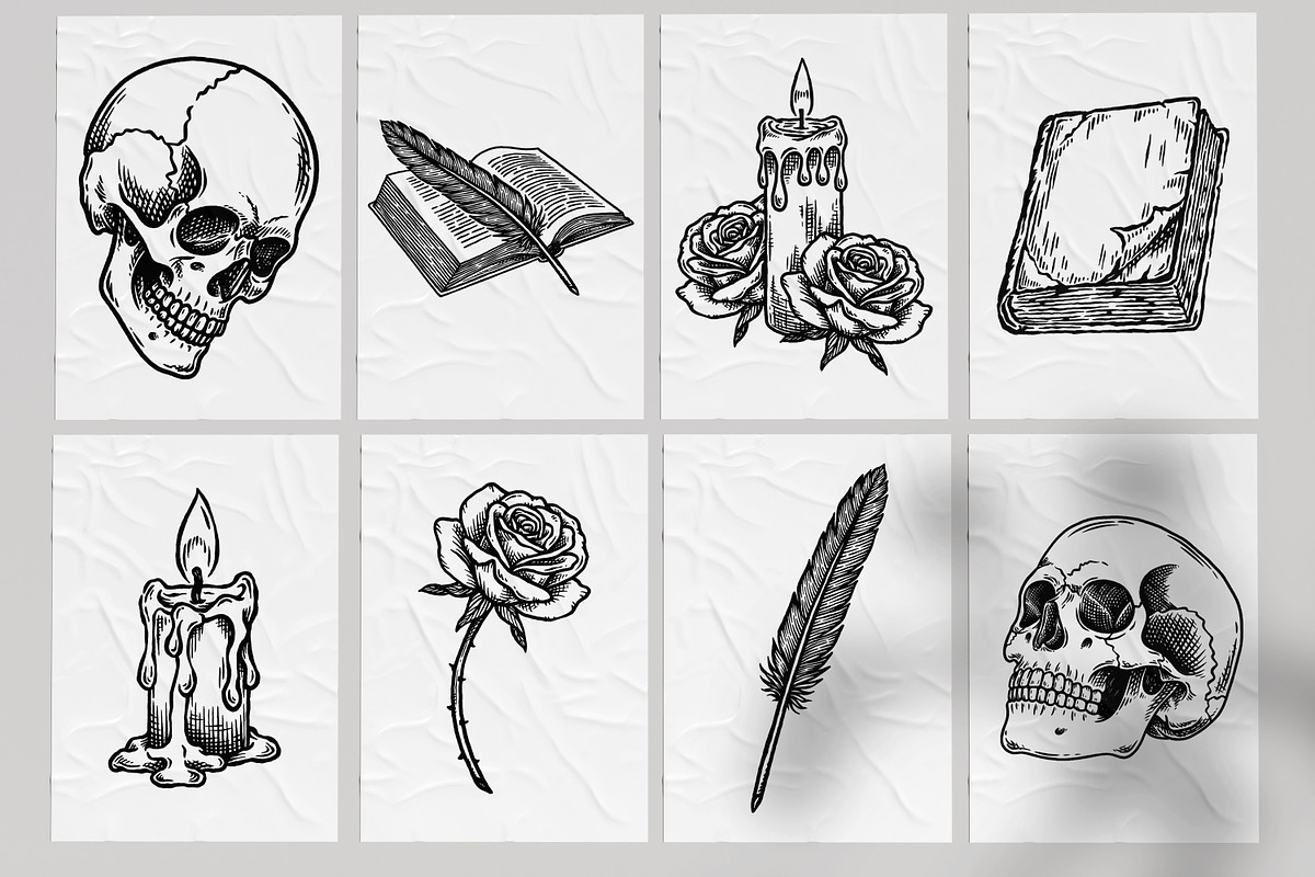 Skull Reader Illustration Bundle, an Illustration by Tekuni (Photo 4 of 13)