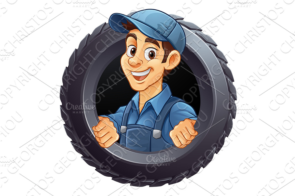 Tyre Tire Car Service Mechanic, an Illustration by Christos Georghiou