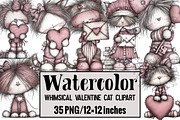 Whimsical Valentine Cat Clipart, an Illustration by Design Market (Thumbnail 1 of 3)