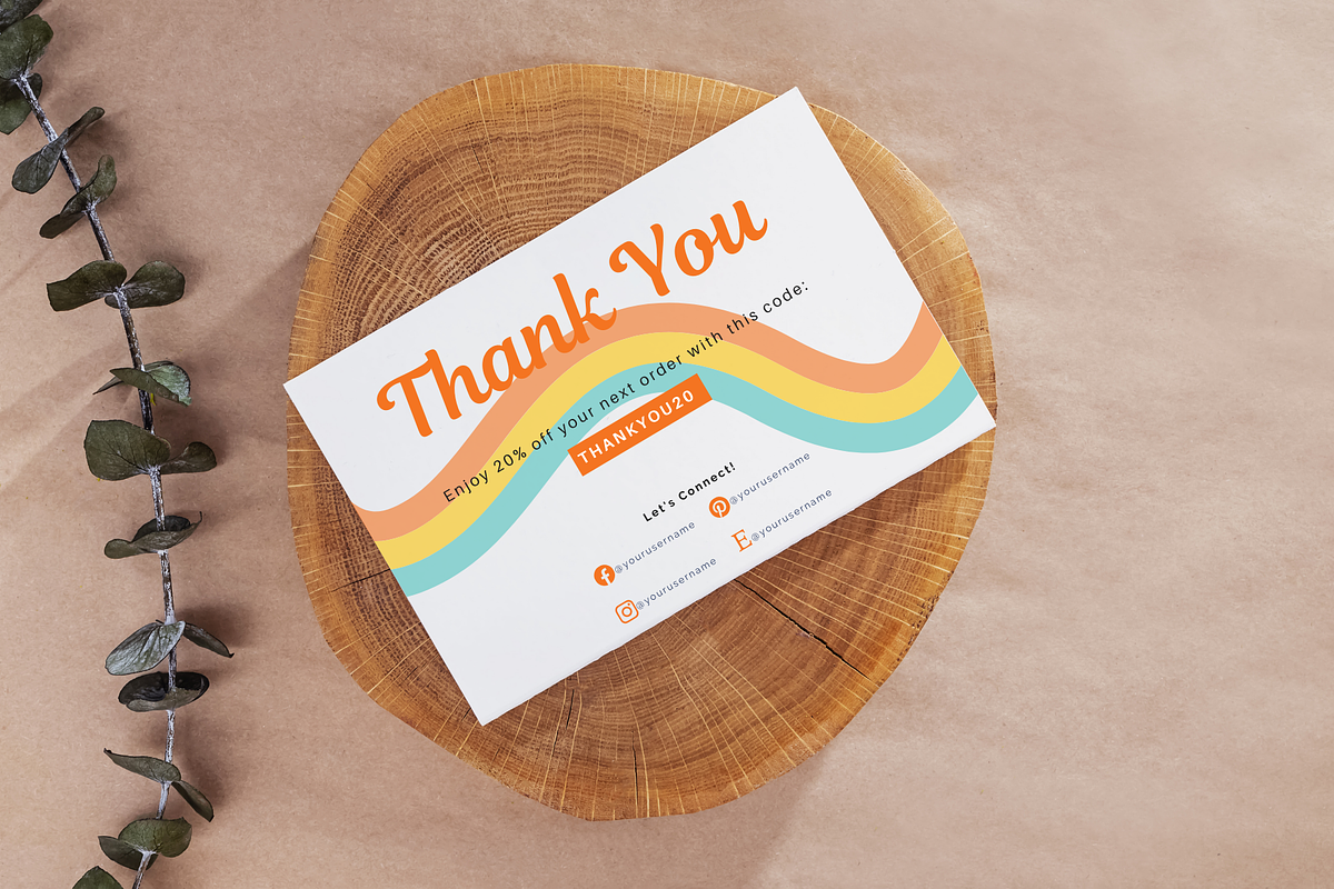 Retro Thank You Card Template, a Business Card Template by Joanna Lane Designs (Photo 1 of 3)