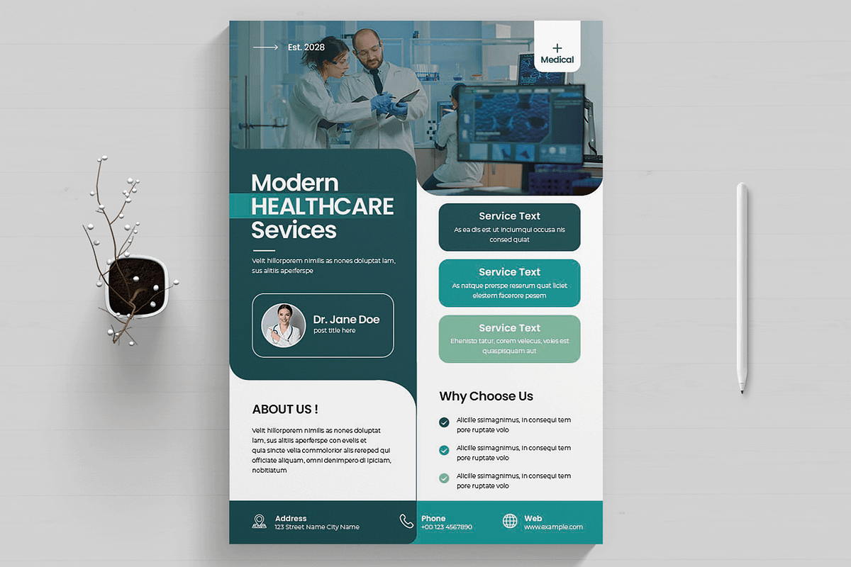 Medical Healthcare Flyer Template, a Flyer Template by MightyDesign (Photo 1 of 8)