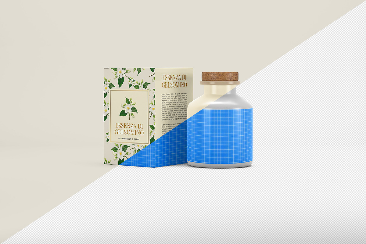 Reed Diffuser Bottle Package Mockup, a Packaging Mockup by Illusiongraphic (Photo 12 of 20)