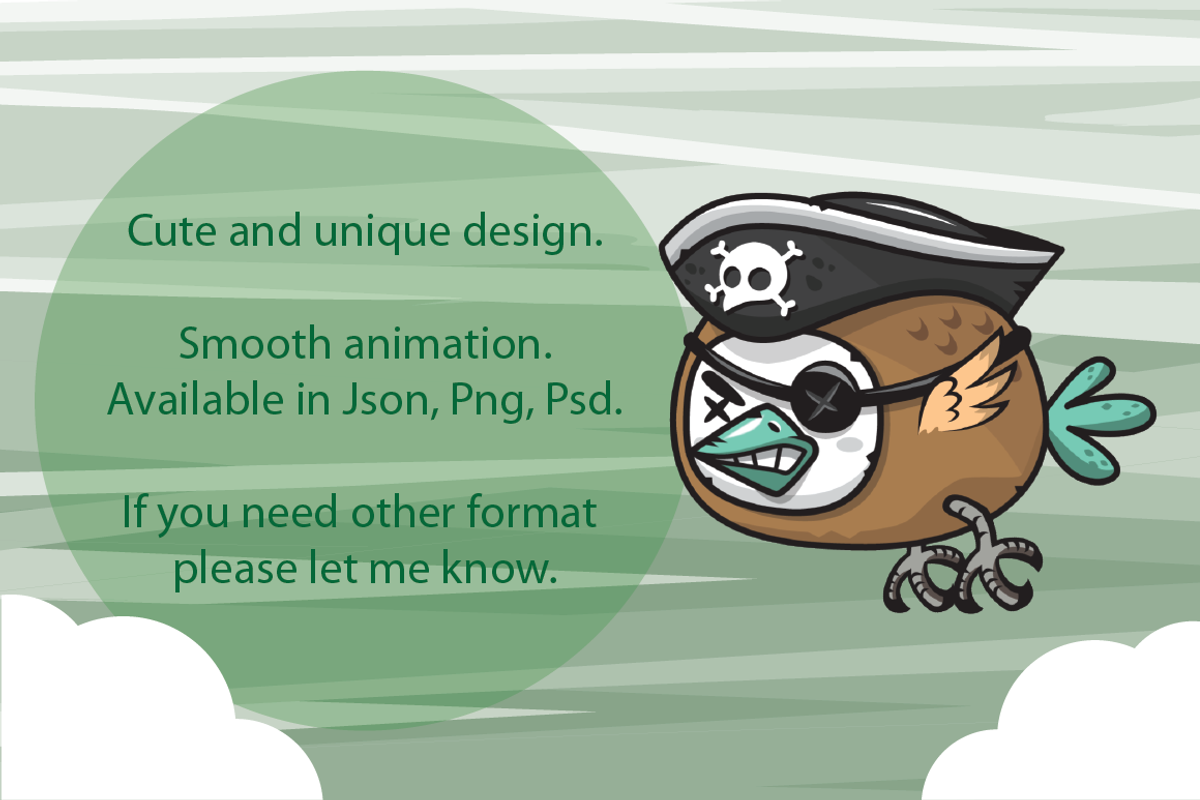 Pirate Flappy Bird - 2D Game Asset, an Illustration by Heavtryq Design (Photo 2 of 3)