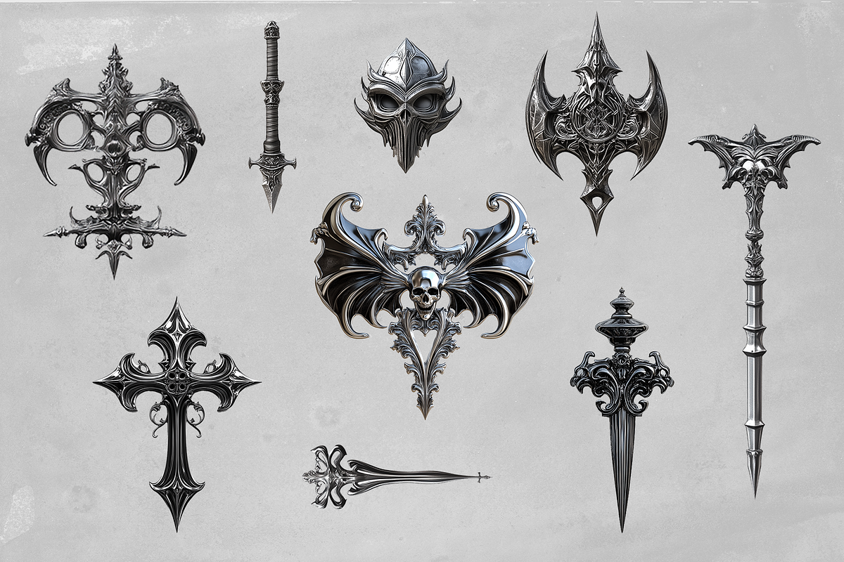 Gothic Chrome Shapes, an Object Graphic by BeNone Designs (Photo 4 of 4)