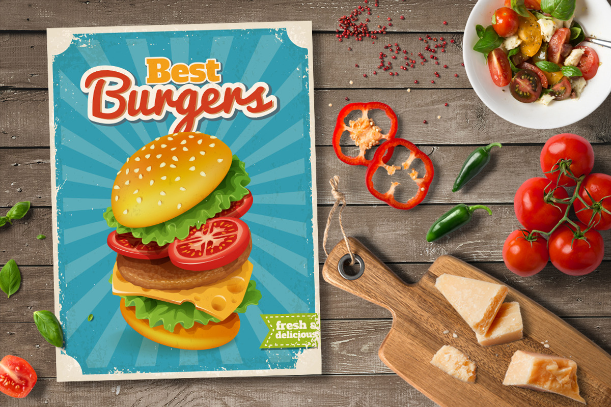 4 Original Food Poster Designs, a Flyer Template by Giraffarte (Photo 5 of 5)