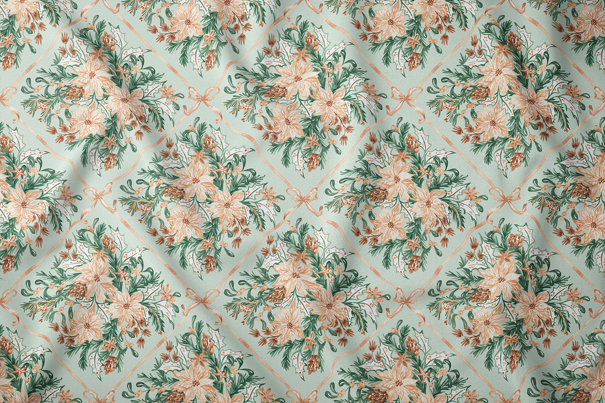 Christmas Botanical Grid Pattern, a Pattern Graphic by SirenaArt (Photo 11 of 20)