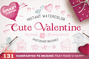 Cute Valentine Watercolor Brush Set, a Brush Add-On by Doris Nawratil (Thumbnail 1 of 8)