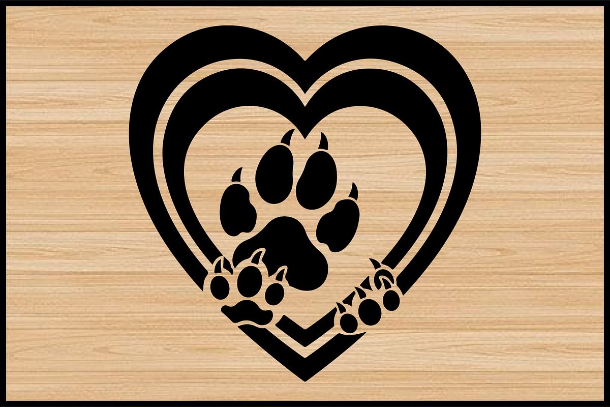 Heart and Paw Silhouette Vector Set, a Decorative Illustration by Gaye Art (Photo 3 of 4)