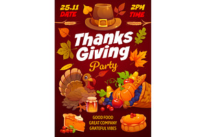 Thanksgiving party flyer, dinner