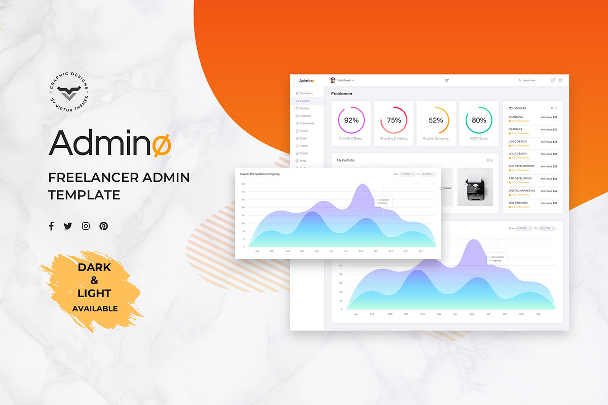 Freelancer Admin Dashboard UI Kit, an UI Kit Template by VictorThemes