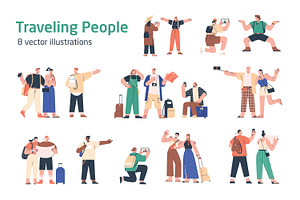 Tourists sightseeing on travel set, a Person Illustration by Good Studio