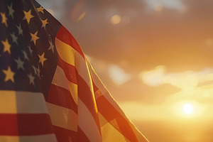 Independence day, waving american flag, a Photo by AlyaAnd