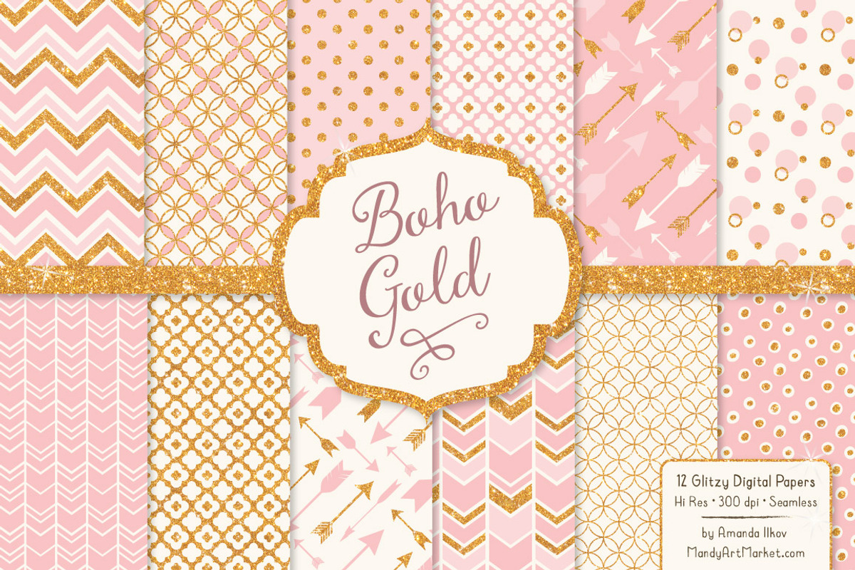 Soft Pink Glitter Patterns, a Pattern Graphic by Amanda Ilkov (Photo 1 of 3)