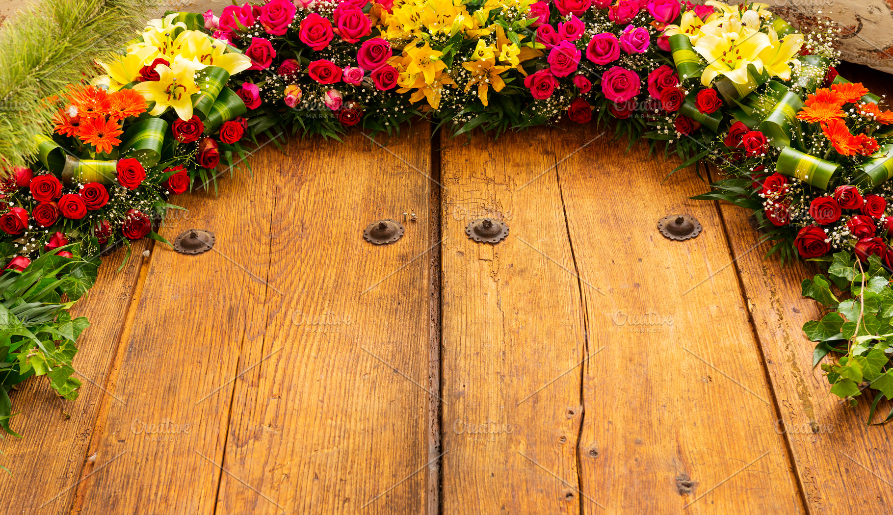 Floral Arrangement On Wood, a Background Photo by THP Creative