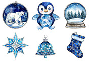 Blue Christmas Stained Glass Bundle, a Seasonal Illustration by CitraGraphics (Thumbnail 5 of 8)