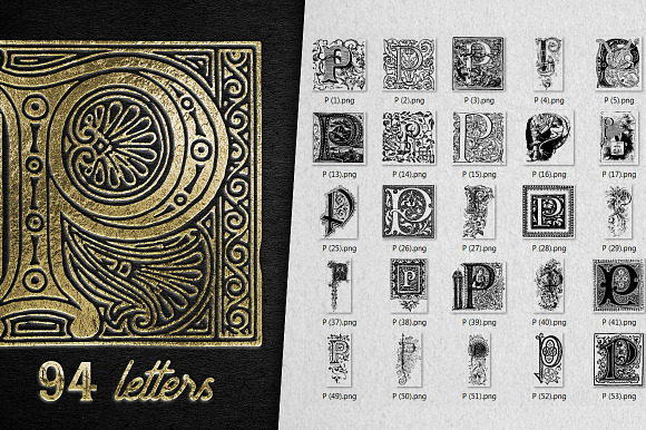 Vintage Letter P Vector And PNG preview 7