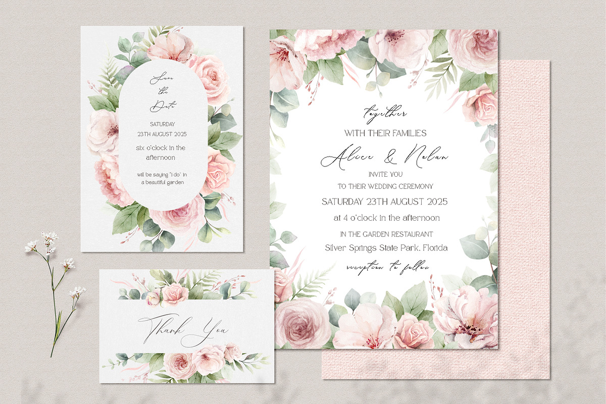 Dusty Pink & Green Watercolor, an Object Illustration by Elena Medvedeva (Photo 10 of 10)