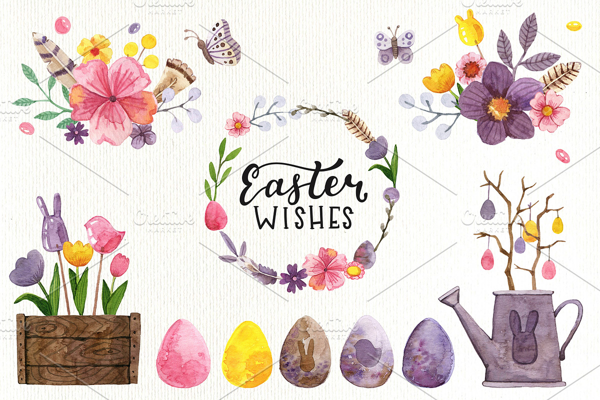 Easter. Watercolor set and lettering, a Decorative Illustration by Mariart_i (Photo 4 of 6)