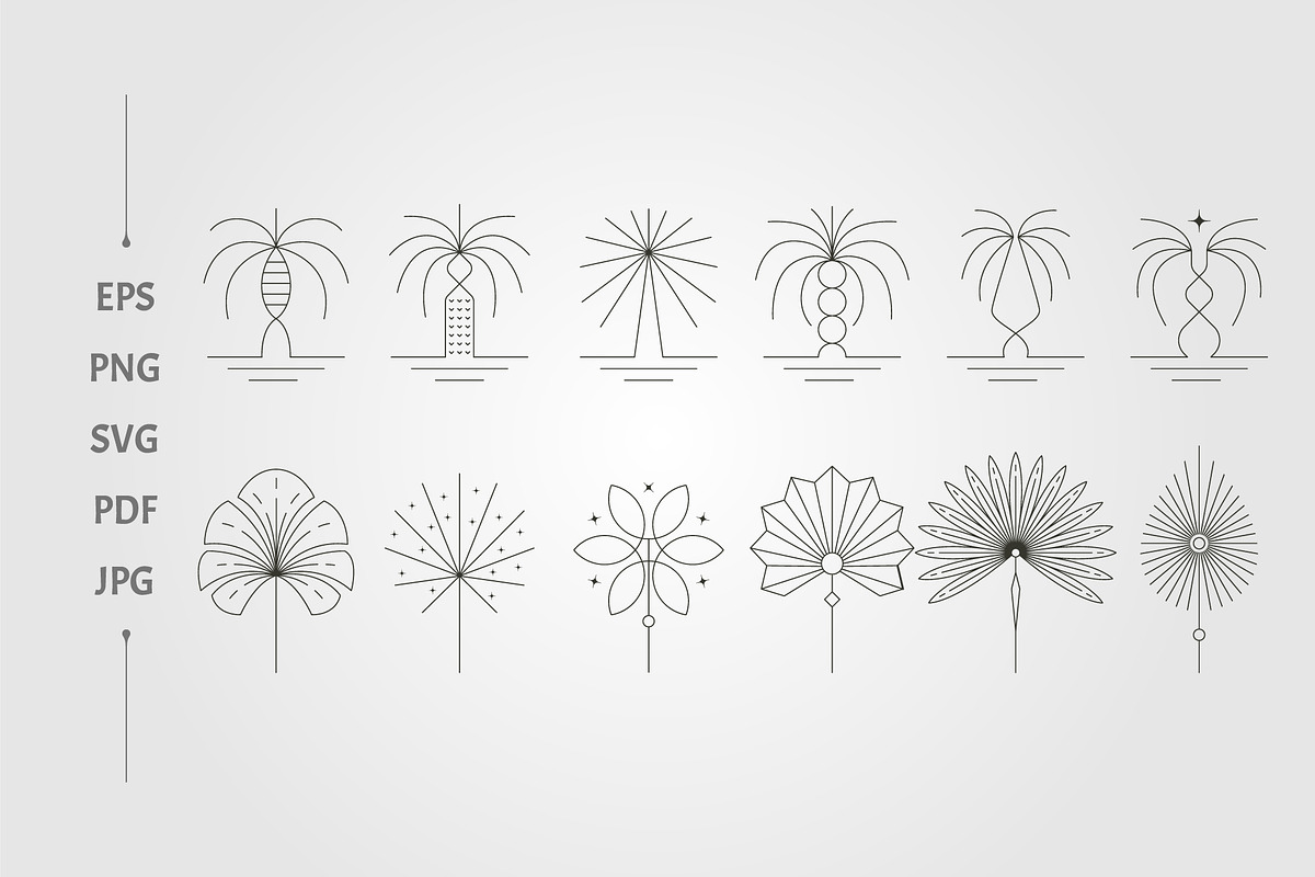 palm tree and leaves vector logo, an Object Illustration by lawoel