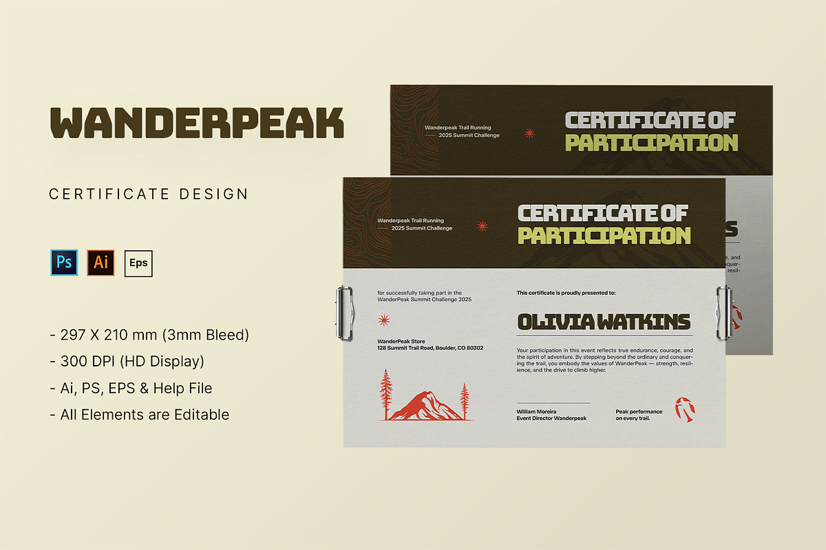 Wanderpeak - Certificate, a Card Template by StreaksideStd (Photo 1 of 3)