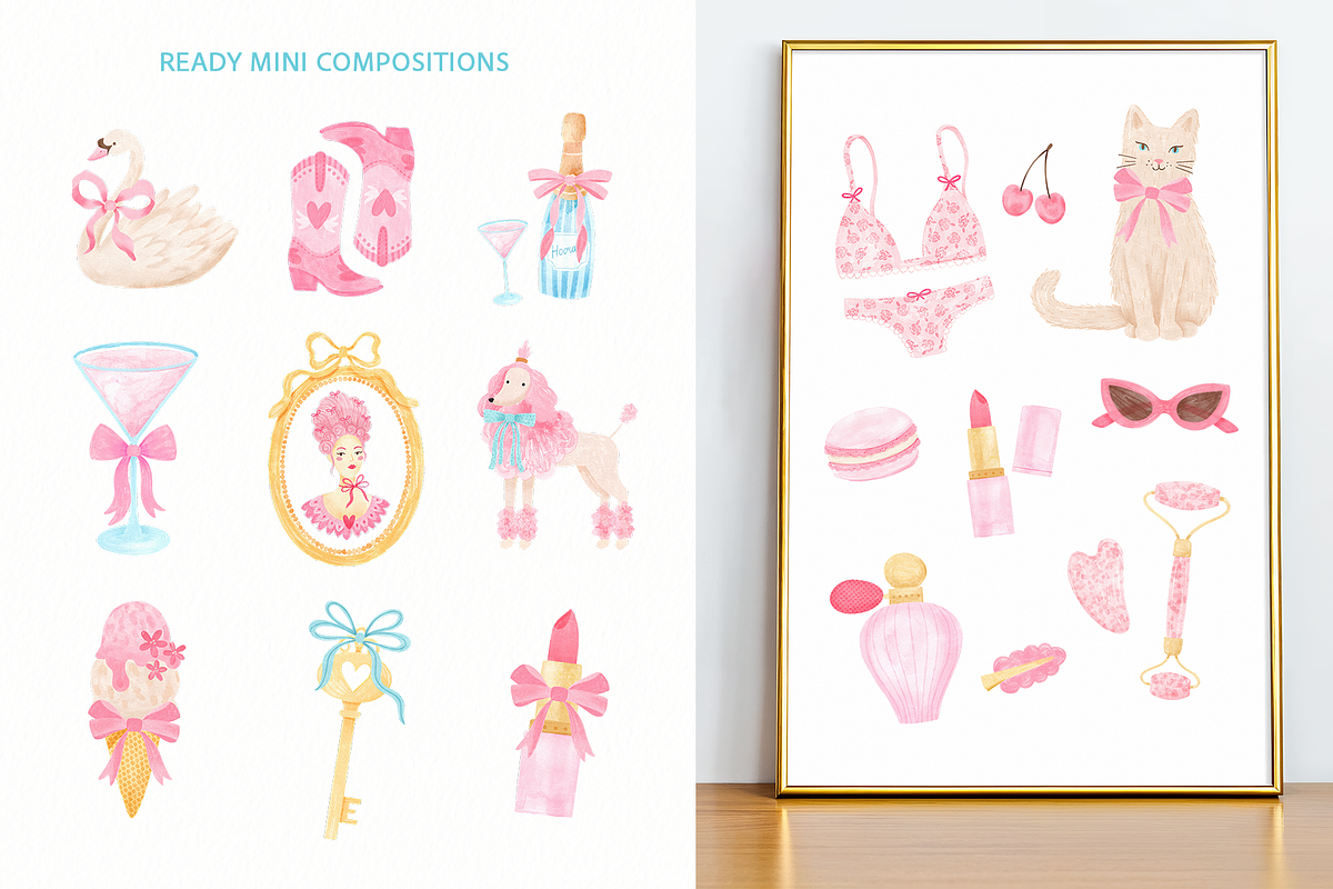 Pink Coquette Clipart Collection, an Object Illustration by Leysan Shayak (Photo 6 of 10)