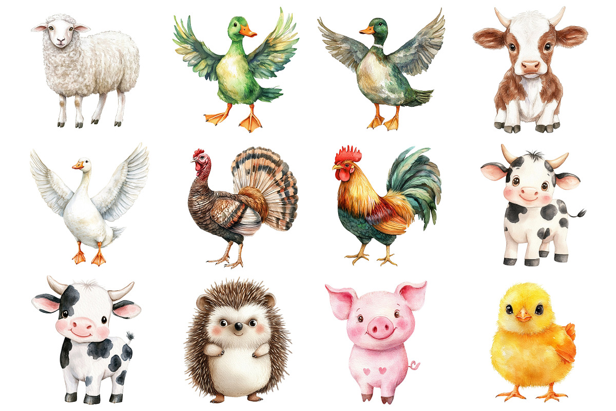 Kawaii & Quirky Farm Animals Clipart, a Seasonal Illustration by CitraGraphics (Photo 2 of 3)