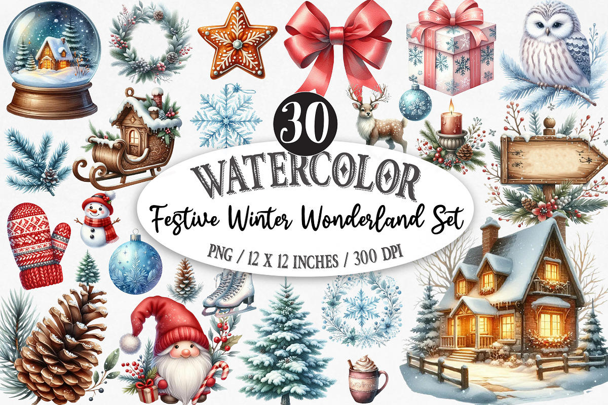 Festive Winter Wonderland Set, an Illustration by Designking (Photo 1 of 5)