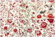 Red & White Chinoiserie Digital Pape, a Texture Graphic by CitraGraphics (Thumbnail 6 of 9)
