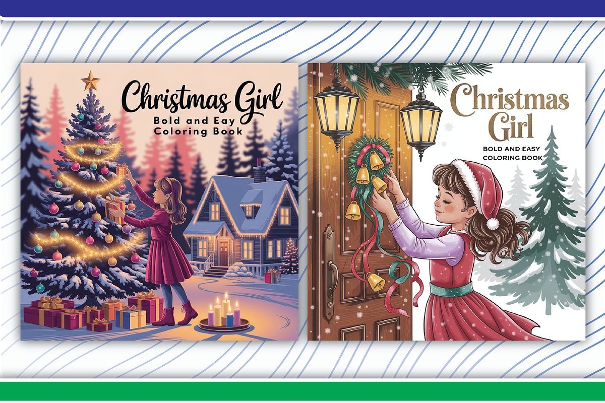 Christmas Girl Coloring Pages, an Illustration by LightExpress (Photo 4 of 4)