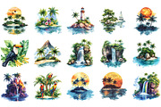 Paradise Island Clipart Bundle, an Illustration by Designking (Thumbnail 2 of 5)
