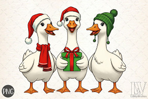 Funny Christmas Goose PNG, an Illustration by Libby Wishes