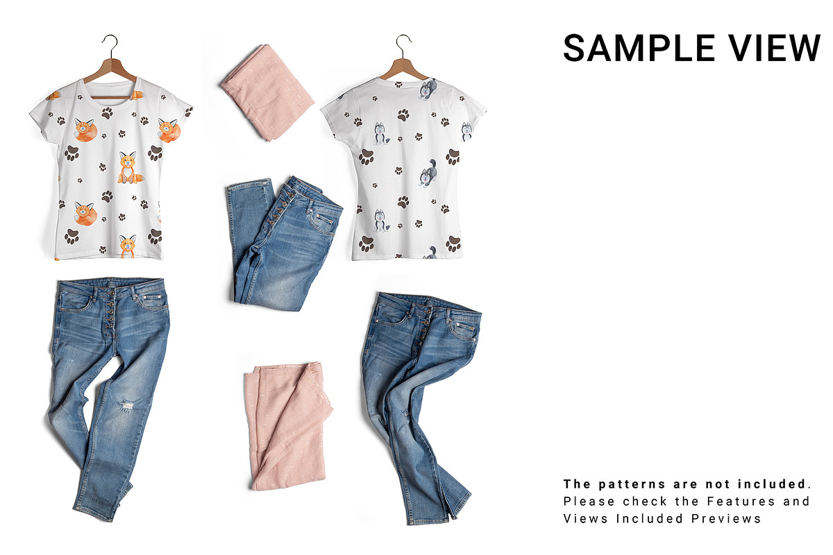 Women's T-Shirt and Jeans Mockup Set, a Shirt Mockup by mock-ups (Photo 9 of 11)