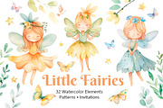 Fairy Garden Watercolor Clipart Set, an Illustration by AlineArtStore (Thumbnail 1 of 11)