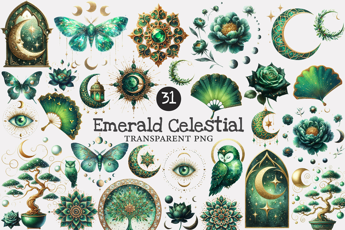 Emerald Celestial Collection clipart, an Illustration by Designworld (Photo 1 of 5)
