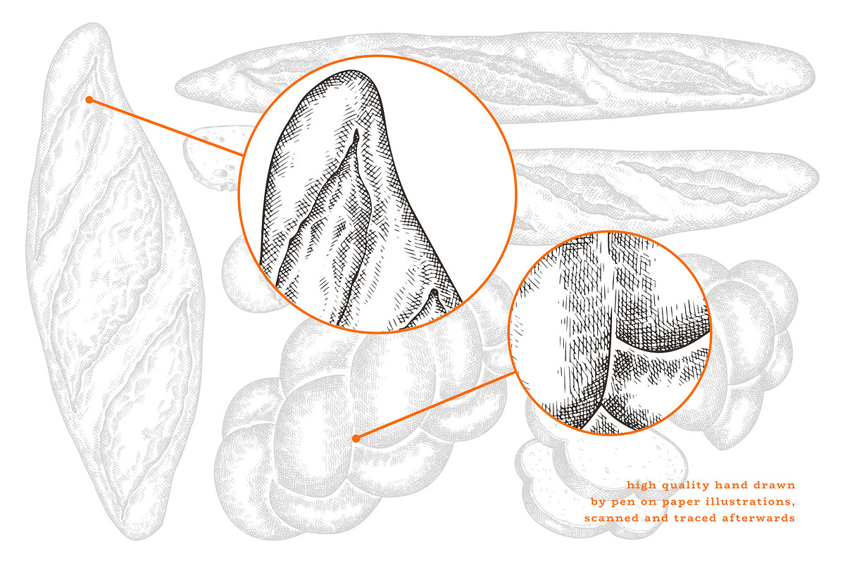 Baked Bread Vector Illustrations, a Food Illustration by Lubov Illustrations Shop (Photo 3 of 7)