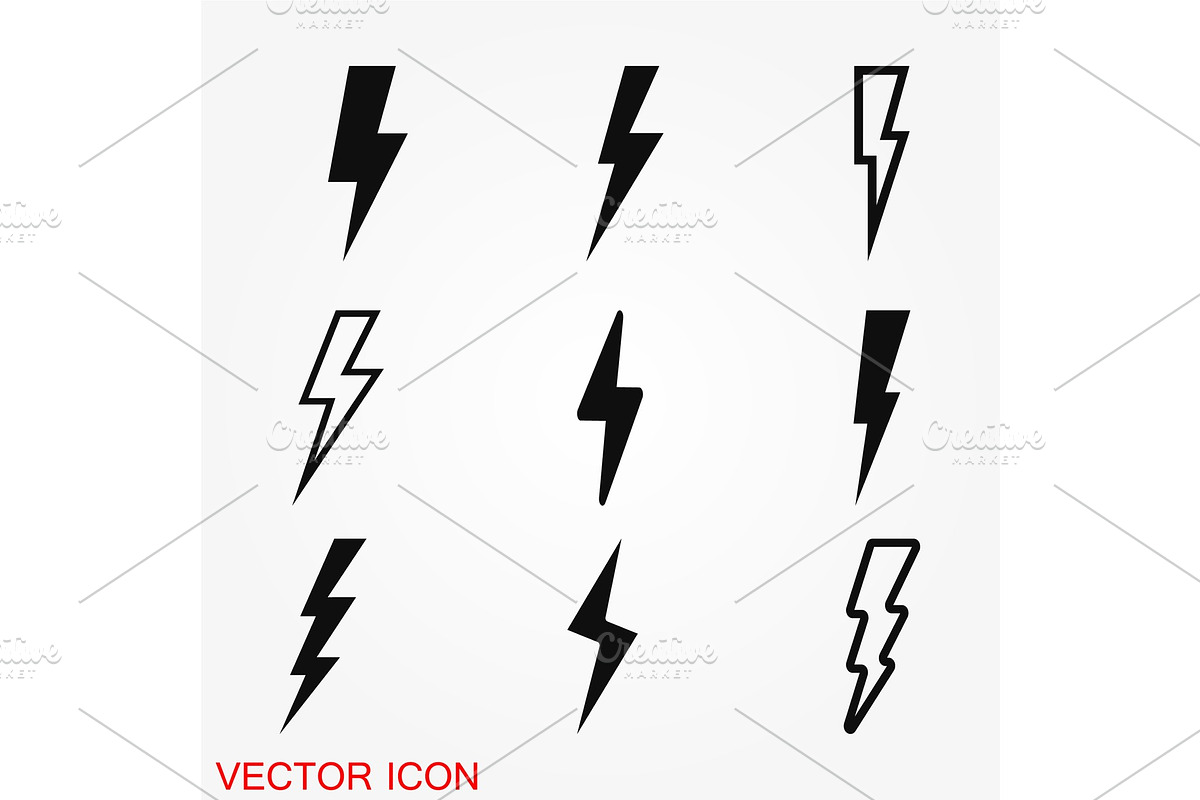 Thunder Bold Lightning Flash icons, an Illustration by GraphicHouse